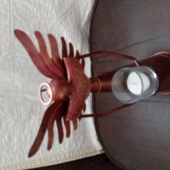 Red Angel Christmas Tree Candle Holder With Glass Cup With Candle - Picture 2 of 7